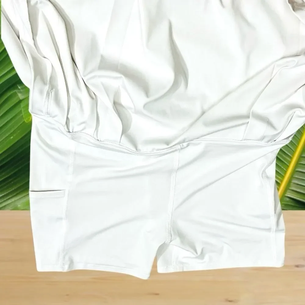 Tommy Bahama Skirt Skort Golf Activewear White Pleated Pull On Inside/Pocket
